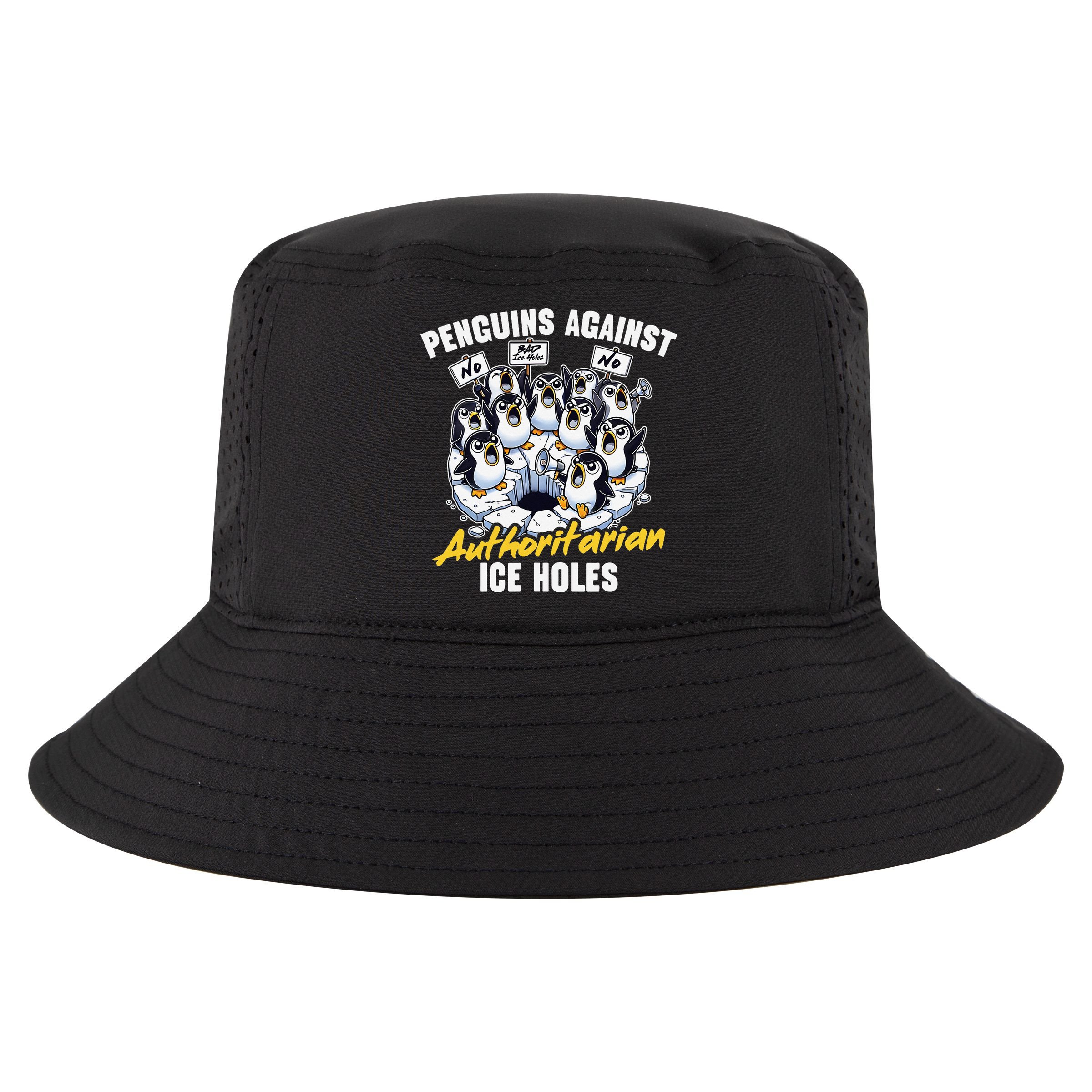 Penguins Against Authoritarian Ice Holes Funny Penguin Cool Comfort Performance Bucket Hat