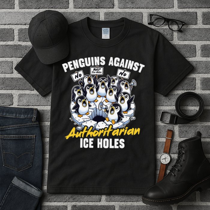 Penguins Against Authoritarian Ice Holes Funny Penguin Tall T-Shirt