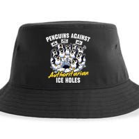 Penguins Against Authoritarian Ice Holes Funny Penguin Sustainable Bucket Hat