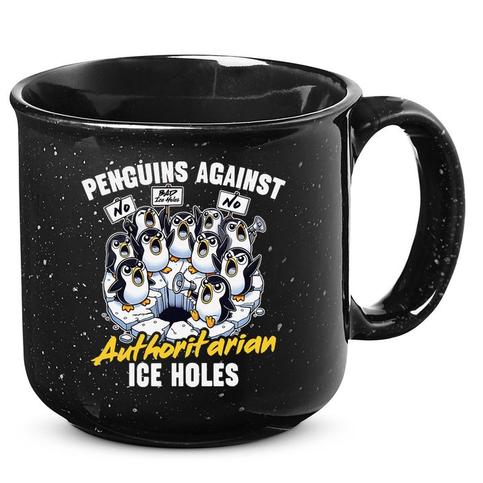 Penguins Against Authoritarian Ice Holes Funny Penguin 15oz Campfire Ceramic Mug