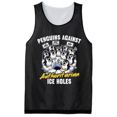Penguins Against Authoritarian Ice Holes Funny Penguin Mesh Reversible Basketball Jersey Tank