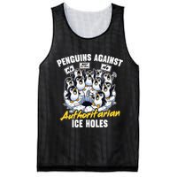Penguins Against Authoritarian Ice Holes Funny Penguin Mesh Reversible Basketball Jersey Tank