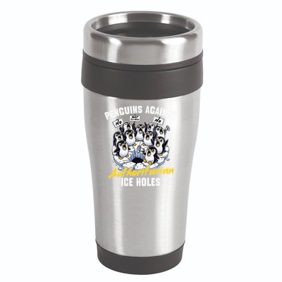 Penguins Against Authoritarian Ice Holes Funny Penguin 16oz Travel Tumbler
