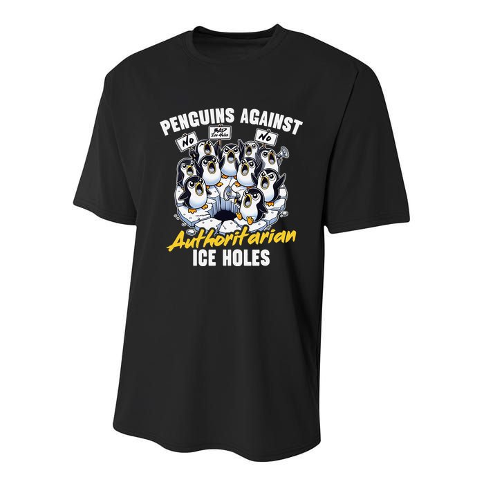 Penguins Against Authoritarian Ice Holes Funny Penguin Youth Performance Sprint T-Shirt