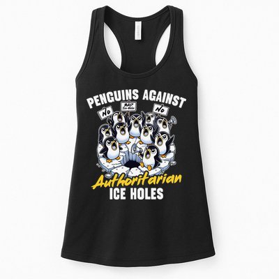 Penguins Against Authoritarian Ice Holes Funny Penguin Womens Tank Top
