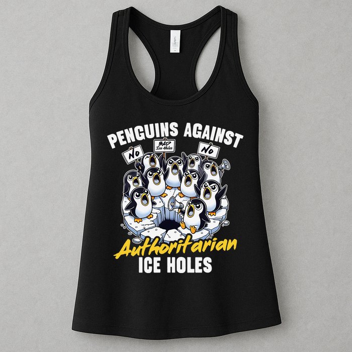Penguins Against Authoritarian Ice Holes Funny Penguin Womens Tank Top