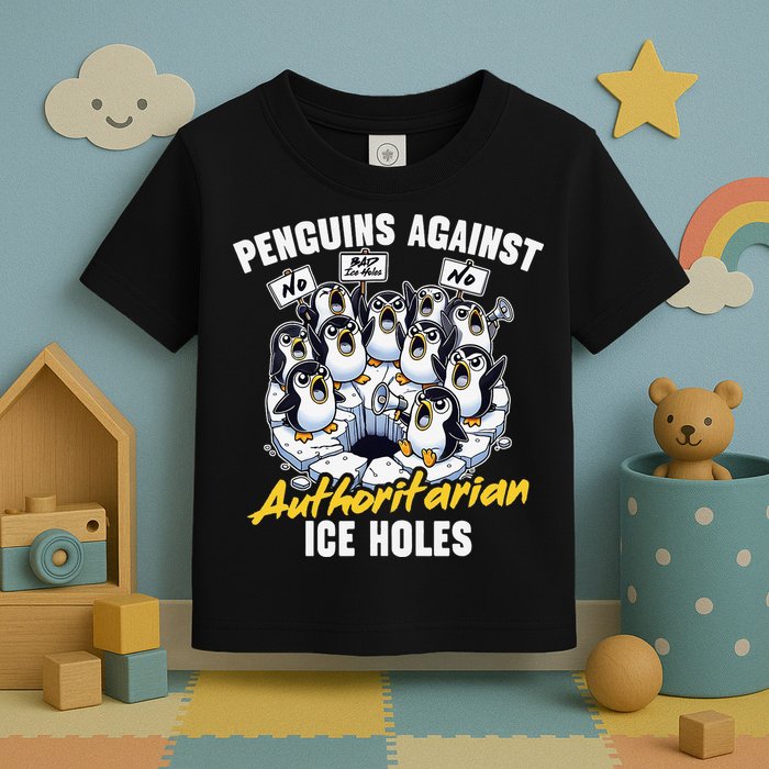 Penguins Against Authoritarian Ice Holes Funny Penguin Toddler T-Shirt