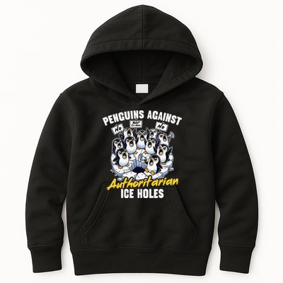 Penguins Against Authoritarian Ice Holes Funny Penguin Kids Hoodie