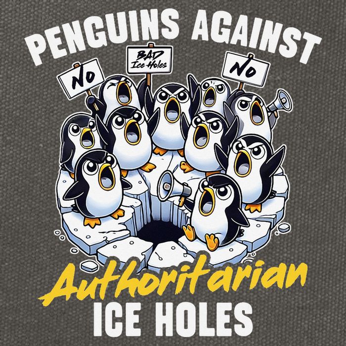 Penguins Against Authoritarian Ice Holes Funny Penguin Cotton Canvas Backpack