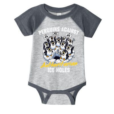 Penguins Against Authoritarian Ice Holes Funny Penguin Infant Baby Jersey Bodysuit