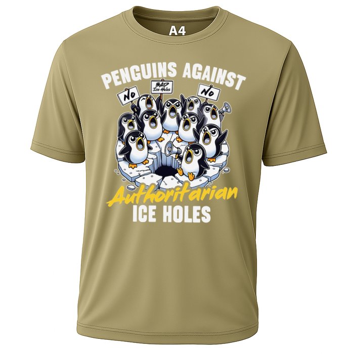 Penguins Against Authoritarian Ice Holes Funny Penguin Cooling Performance Crew T-Shirt