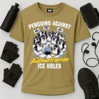 Penguins Against Authoritarian Ice Holes Funny Penguin Cooling Performance Crew T-Shirt