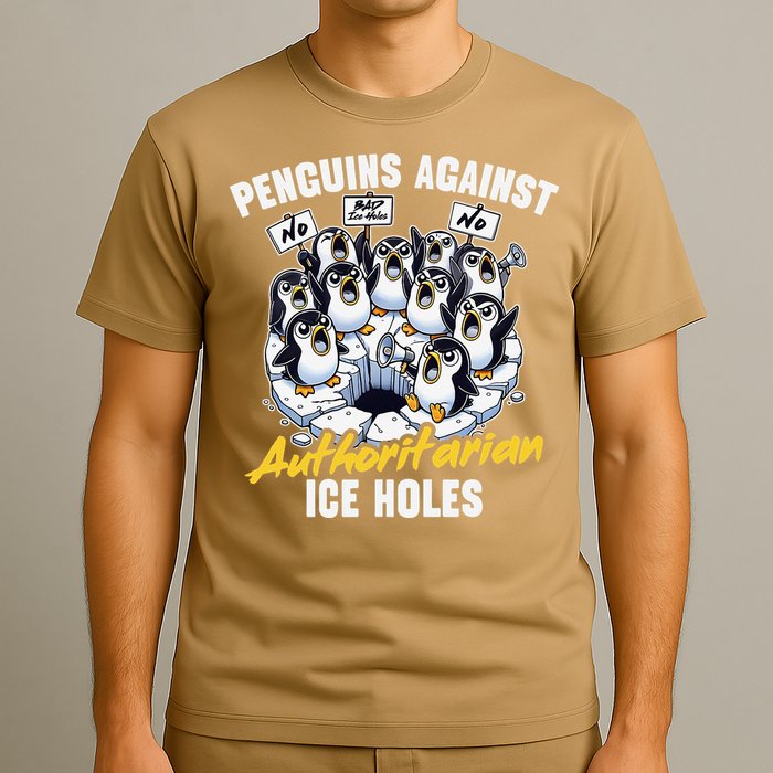 Penguins Against Authoritarian Ice Holes Funny Penguin T-Shirt