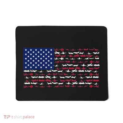 Pilot Airplane American Flag Plane Aviation Usa Airplane Mousepad