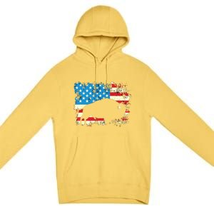 Patriotic American Bison Buffalo Lover Wildlife USA Flag Premium Pullover Hoodie