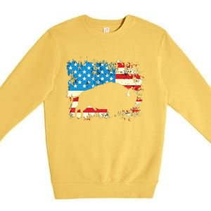 Patriotic American Bison Buffalo Lover Wildlife USA Flag Premium Crewneck Sweatshirt