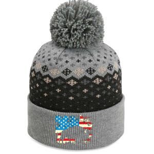 Patriotic American Bison Buffalo Lover Wildlife USA Flag The Baniff Cuffed Pom Beanie