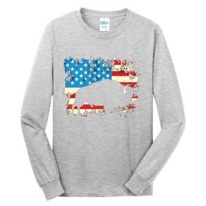 Patriotic American Bison Buffalo Lover Wildlife USA Flag Tall Long Sleeve T-Shirt