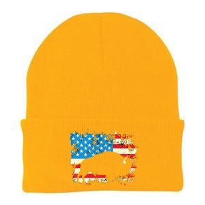 Patriotic American Bison Buffalo Lover Wildlife USA Flag Knit Cap Winter Beanie