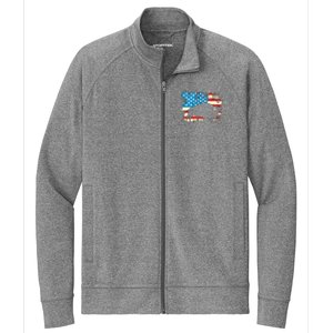 Patriotic American Bison Buffalo Lover Wildlife USA Flag Stretch Full-Zip Cadet Jacket