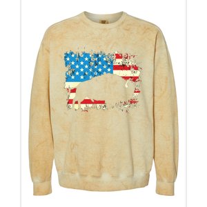 Patriotic American Bison Buffalo Lover Wildlife USA Flag Colorblast Crewneck Sweatshirt