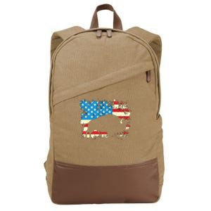 Patriotic American Bison Buffalo Lover Wildlife USA Flag Cotton Canvas Backpack