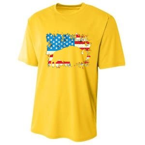 Patriotic American Bison Buffalo Lover Wildlife USA Flag Performance Sprint T-Shirt