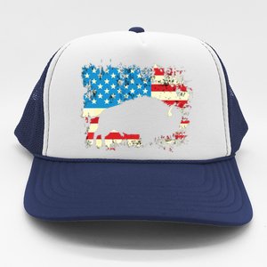 Patriotic American Bison Buffalo Lover Wildlife USA Flag Trucker Hat