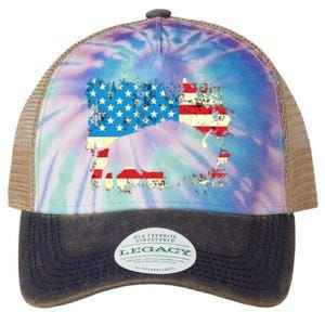 Patriotic American Bison Buffalo Lover Wildlife USA Flag Legacy Tie Dye Trucker Hat