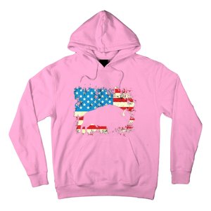 Patriotic American Bison Buffalo Lover Wildlife USA Flag Hoodie