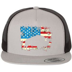 Patriotic American Bison Buffalo Lover Wildlife USA Flag Flat Bill Trucker Hat