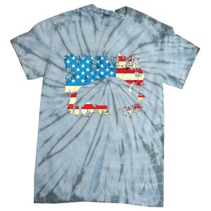 Patriotic American Bison Buffalo Lover Wildlife USA Flag Tie-Dye T-Shirt