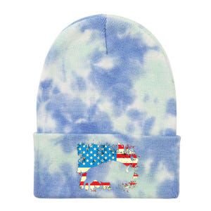 Patriotic American Bison Buffalo Lover Wildlife USA Flag Tie Dye 12in Knit Beanie