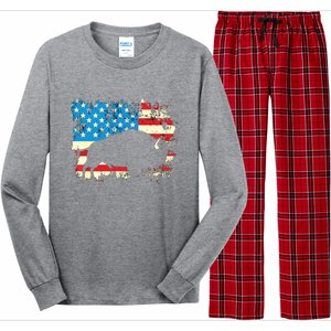 Patriotic American Bison Buffalo Lover Wildlife USA Flag Long Sleeve Pajama Set