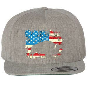 Patriotic American Bison Buffalo Lover Wildlife USA Flag Wool Snapback Cap