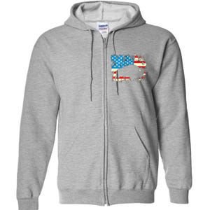 Patriotic American Bison Buffalo Lover Wildlife USA Flag Full Zip Hoodie