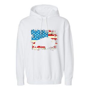 Patriotic American Bison Buffalo Lover Wildlife USA Flag Garment-Dyed Fleece Hoodie