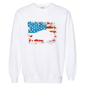 Patriotic American Bison Buffalo Lover Wildlife USA Flag Garment-Dyed Sweatshirt