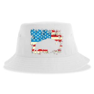 Patriotic American Bison Buffalo Lover Wildlife USA Flag Sustainable Bucket Hat