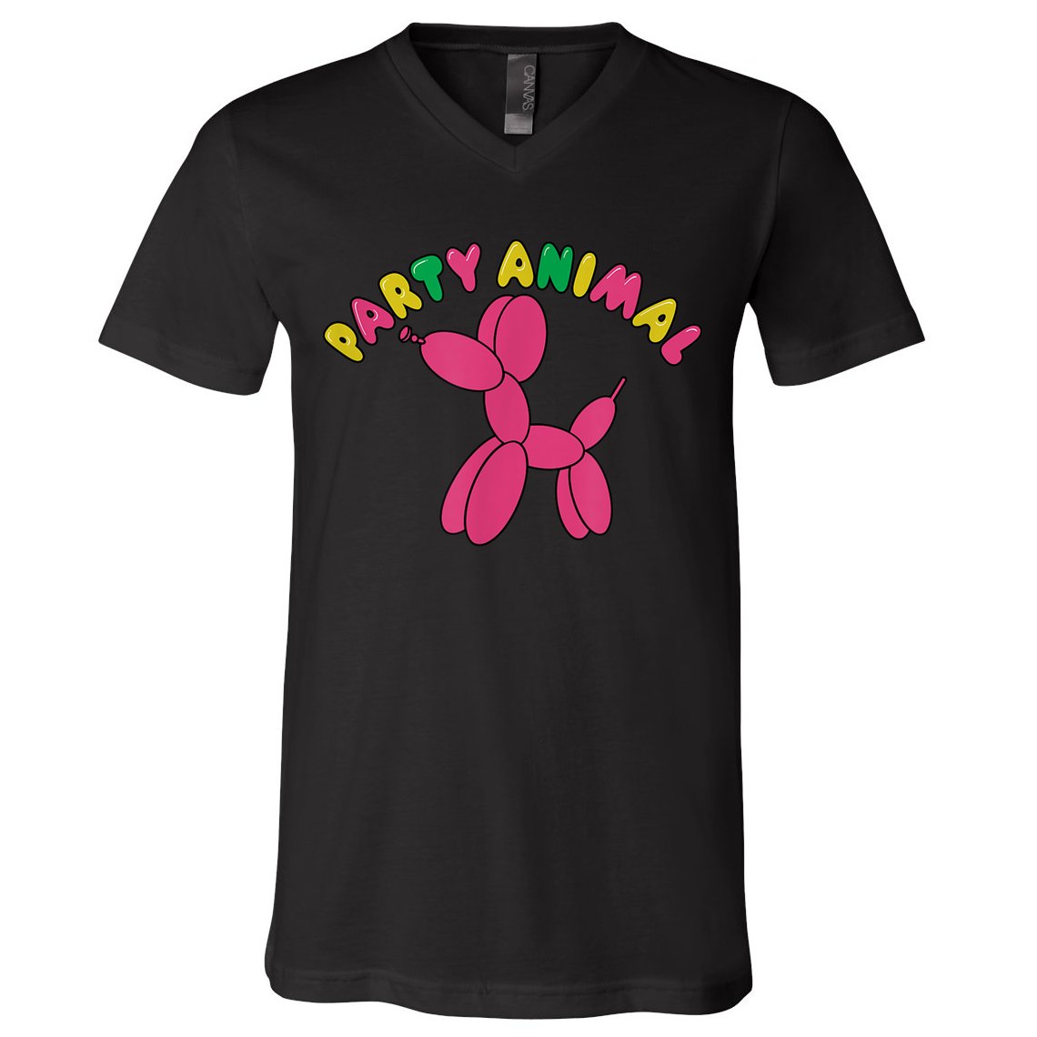 Party Animal Balloon Dog Funny Birthday Partying Design V-Neck T-Shirt