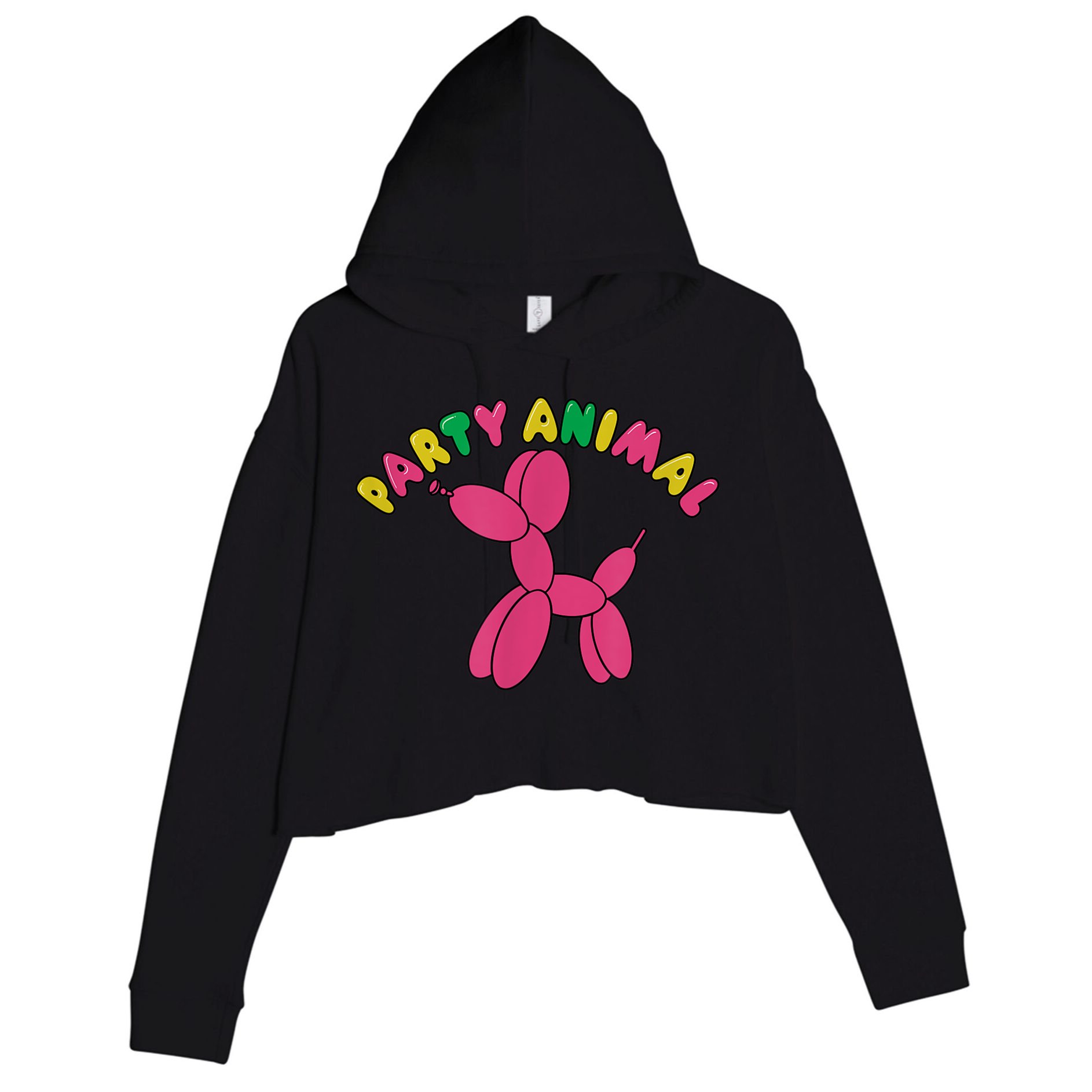 Party Animal Balloon Dog Funny Birthday Partying Design Crop Fleece Hoodie