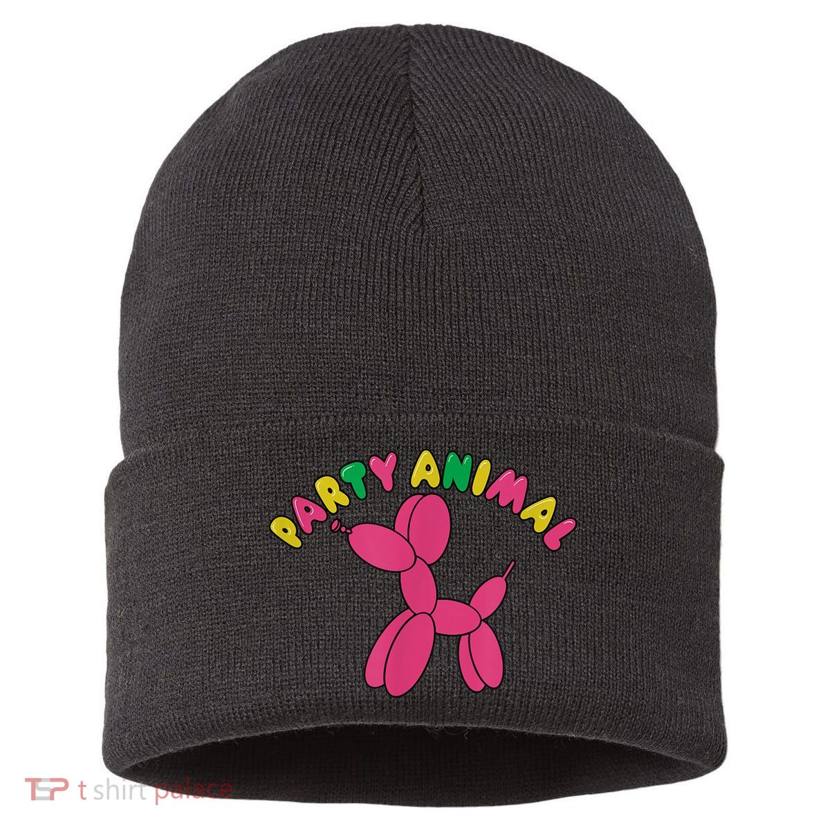 Party Animal Balloon Dog Funny Birthday Partying Design Sustainable Knit Beanie