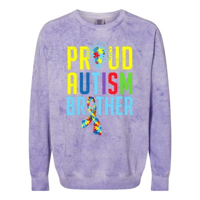 Proud Autism Brother | Sibling Autism Awareness Colorblast Crewneck Sweatshirt