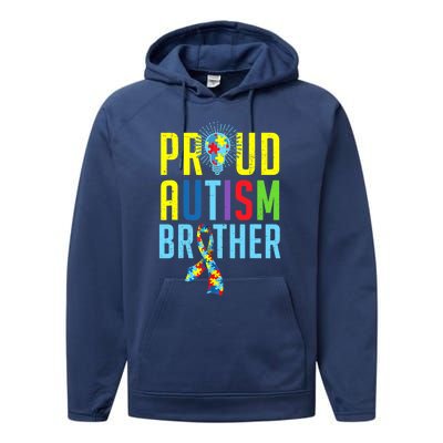 Proud Autism Brother | Sibling Autism Awareness Performance Fleece Hoodie