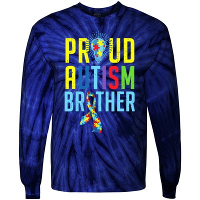 Proud Autism Brother | Sibling Autism Awareness Tie-Dye Long Sleeve Shirt