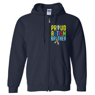 Proud Autism Brother | Sibling Autism Awareness Full Zip Hoodie