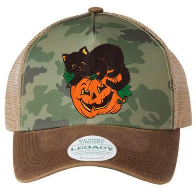 Pumpkin And Black Cat Halloween Vintage Costume Legacy Tie Dye Trucker Hat