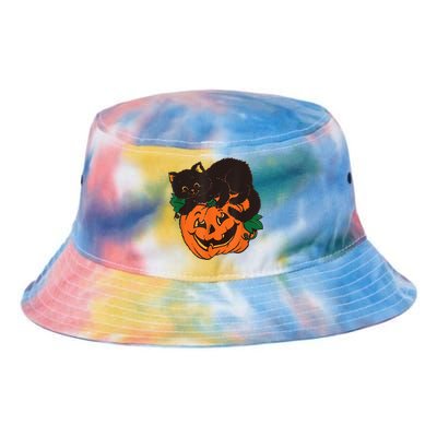 Pumpkin And Black Cat Halloween Vintage Costume Tie Dye Newport Bucket Hat