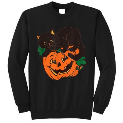 Pumpkin And Black Cat Halloween Vintage Costume Sweatshirt