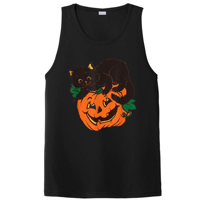 Pumpkin And Black Cat Halloween Vintage Costume PosiCharge Competitor Tank